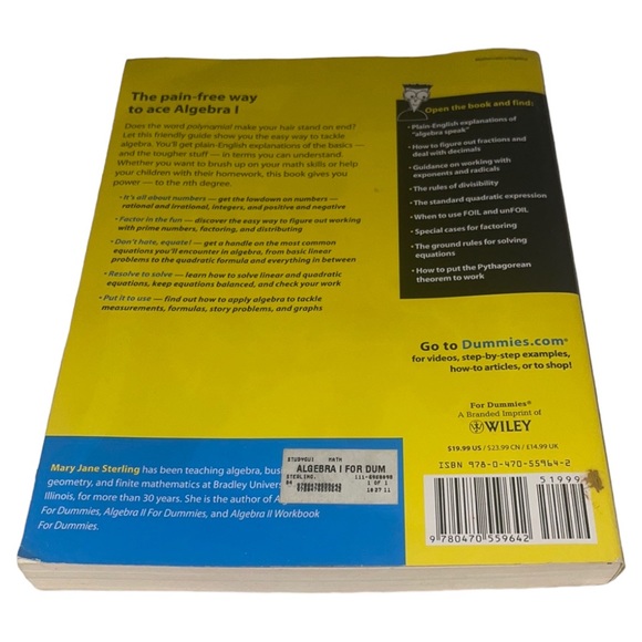 Algebra 1 for Dummies  Book by Mary Jane Sterling - Picture 3 of 7